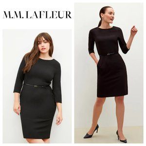 M.M. Lafleur Etsuko Dress 10 Medium Black Sheath Pockets LBD Classic Career